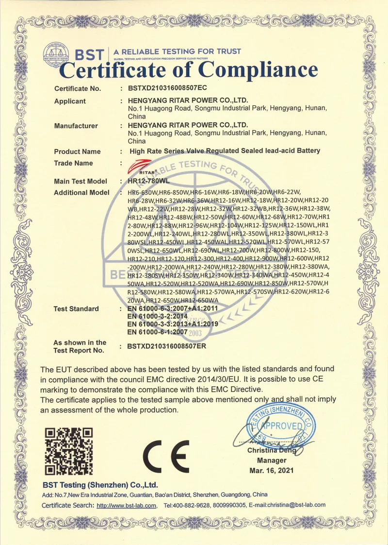 HR系列CE证书