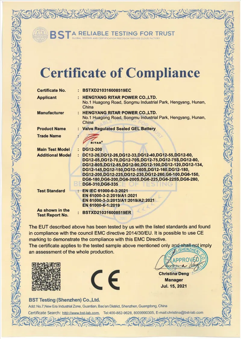 DG12V系列合格证书